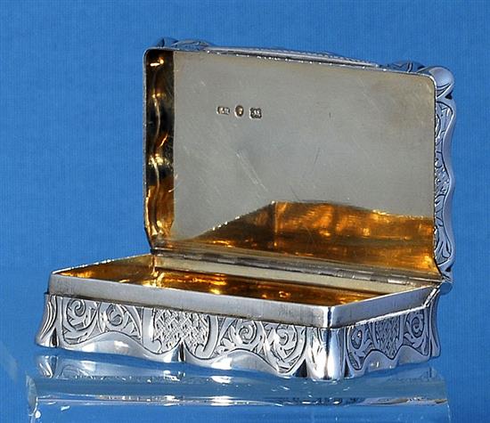 A Victorian silver snuff box, by Frederick Marson, Length 83mm Weight: 4.3oz/134grms